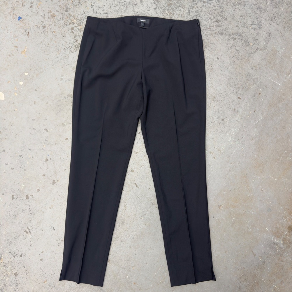 Theory Belisa 3 Sevona Black Virgin Wool Dress Pants Size 12 G011227R NWT